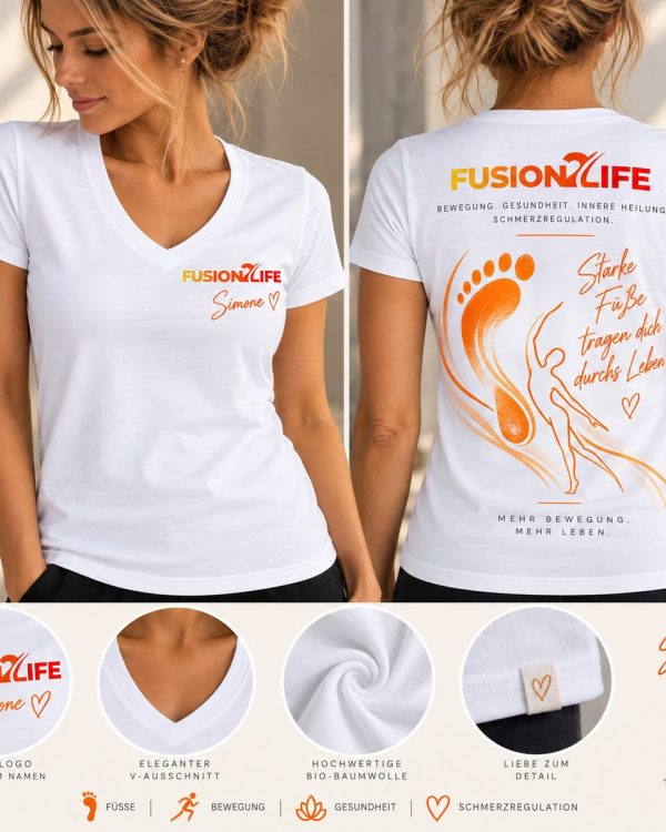 FusionLife T-Shirt „Starke Füße“ – vorne und Rücken